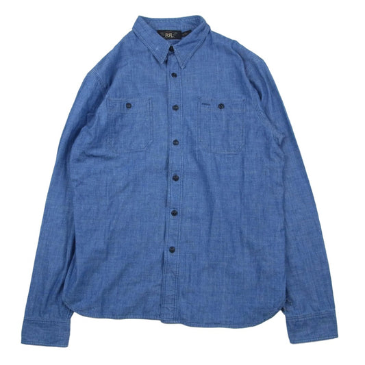 RRL ダブルアールエル 長袖 シャンブレー ワーク シャツ インディゴブルー系 M【中古】