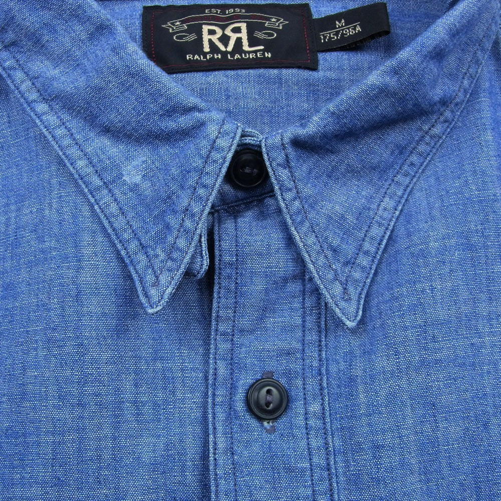 RRL ダブルアールエル 長袖 シャンブレー ワーク シャツ インディゴブルー系 M【中古】