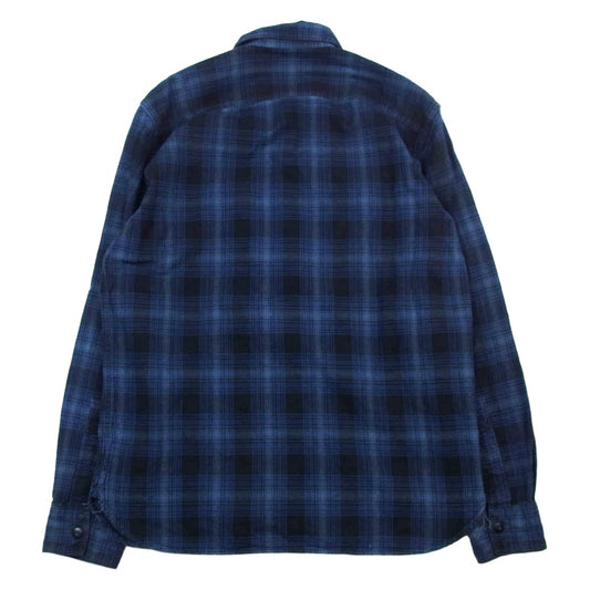 RRL ダブルアールエル 0200011734 長袖 チェック ネル シャツ ネイビー系 M【中古】
