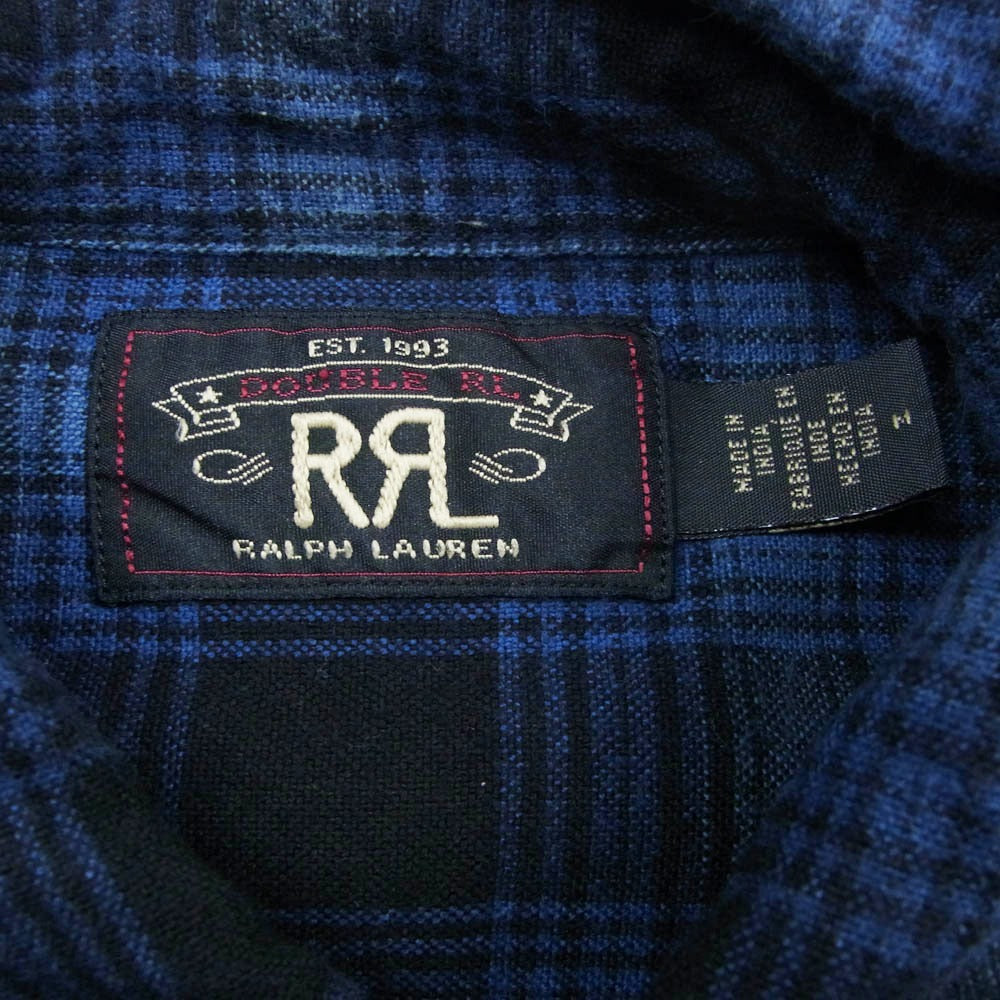 RRL ダブルアールエル 0200011734 長袖 チェック ネル シャツ ネイビー系 M【中古】