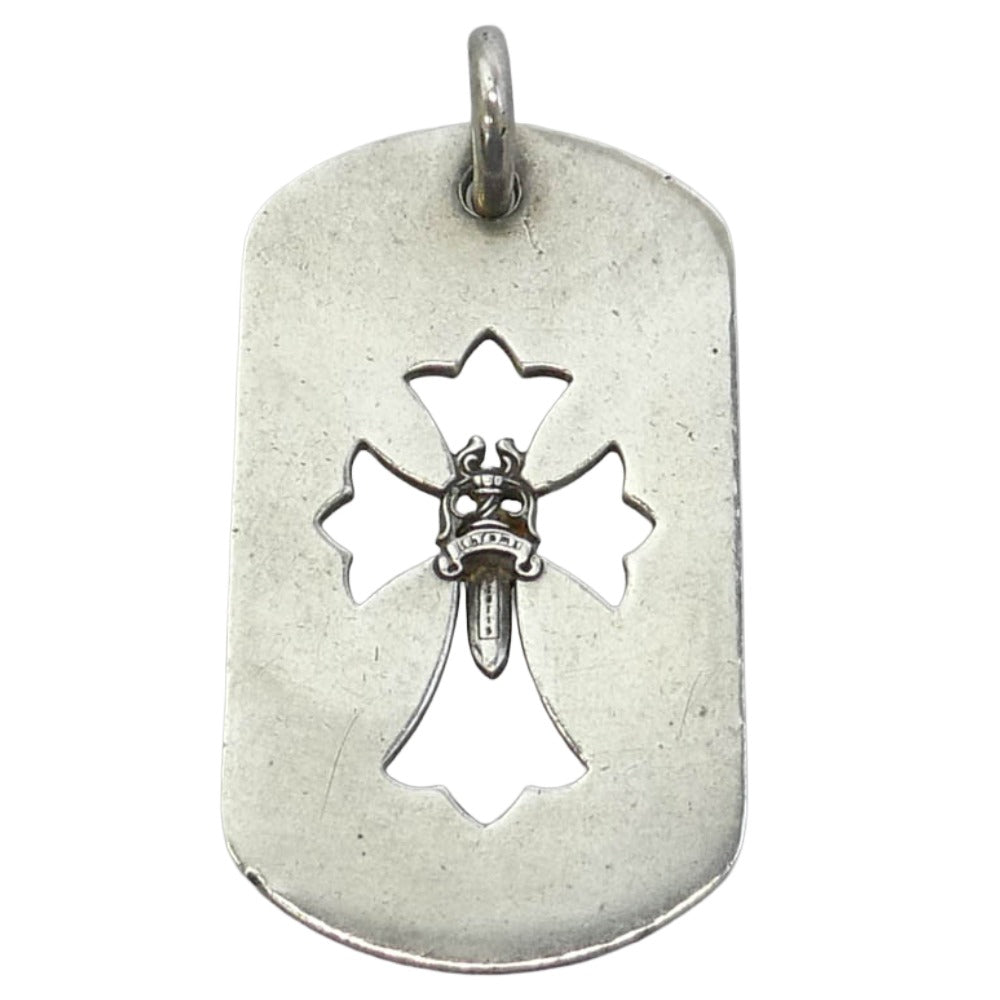 CHROME HEARTS クロムハーツ（原本無） D TAG LRG CROSS DAGG カットアウトクロス ダガー ラージドッグタグ トップ シルバー系【中古】