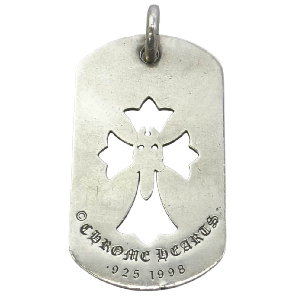CHROME HEARTS クロムハーツ（原本無） D TAG LRG CROSS DAGG カットアウトクロス ダガー ラージドッグタグ トップ シルバー系【中古】