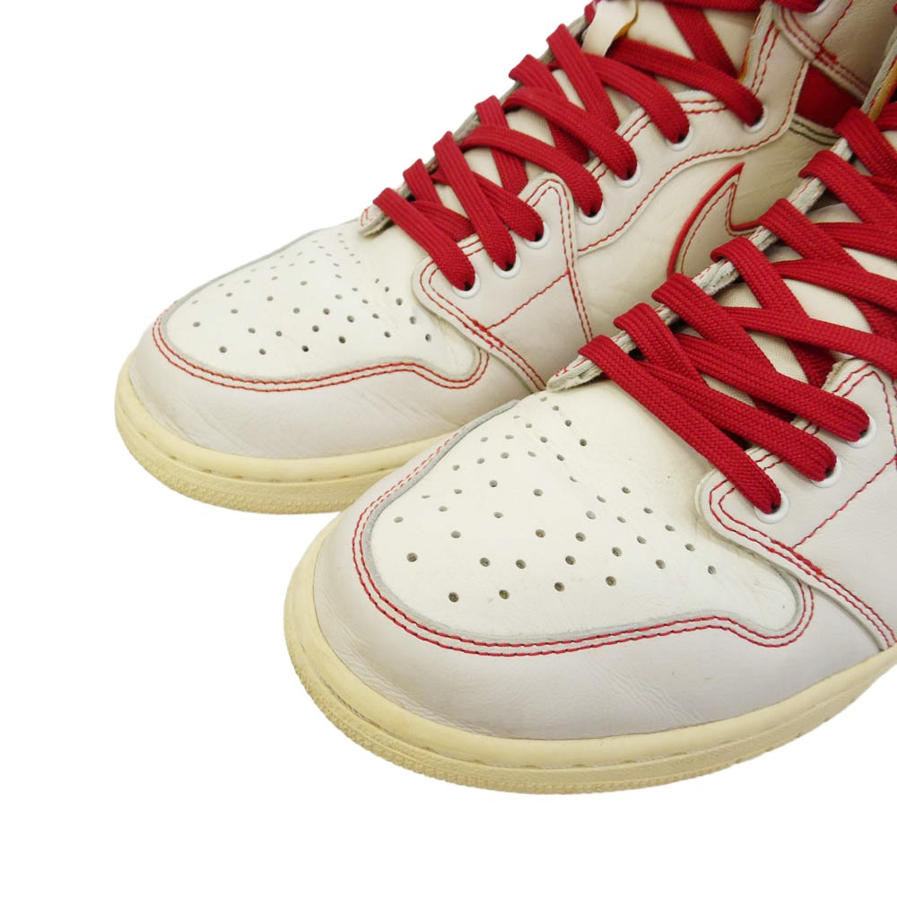 NIKE ナイキ 555088-160 Air Jordan 1 Retro High OG Sail University Red エアジョーダン1 レトロ ハイ OG セイル ユニバーシティレッド ハイカットスニーカー ホワイト系 レッド系 28cm【中古】