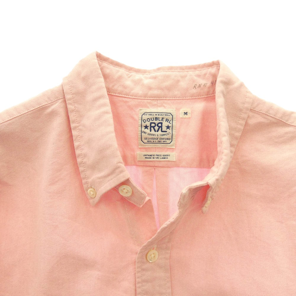 RRL ダブルアールエル セルビッジ オックスフォード BD ボタンダウン 長袖 シャツ ピンク系 M【中古】