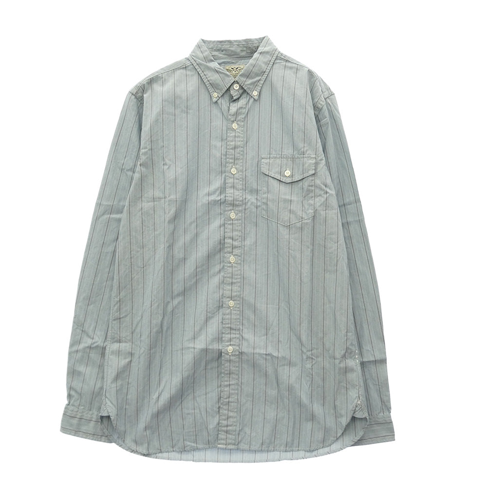 RRL ダブルアールエル フラップポケット ストライプ ボタンダウン BD 長袖 シャツ グレー系 M【中古】