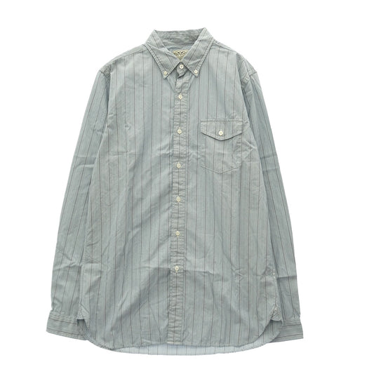RRL ダブルアールエル フラップポケット ストライプ ボタンダウン BD 長袖 シャツ グレー系 M【中古】