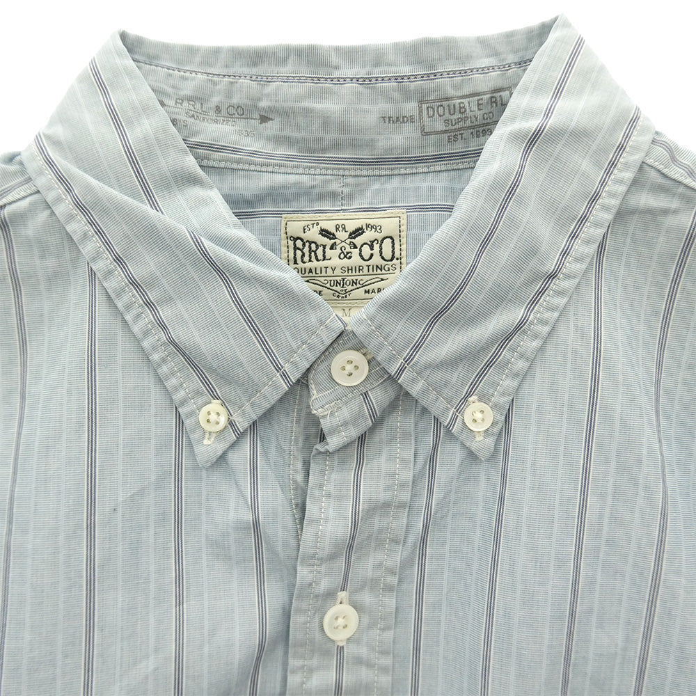 RRL ダブルアールエル フラップポケット ストライプ ボタンダウン BD 長袖 シャツ グレー系 M【中古】