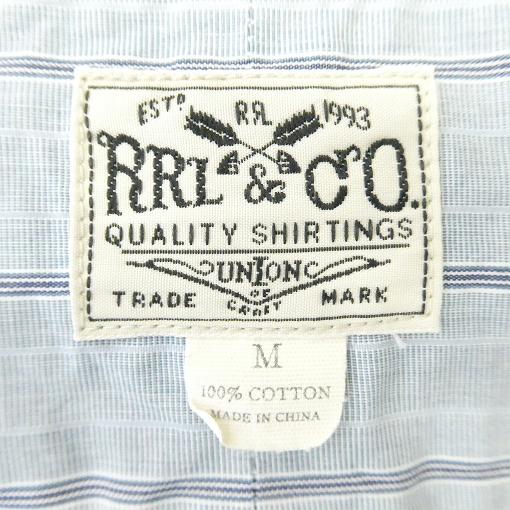 RRL ダブルアールエル フラップポケット ストライプ ボタンダウン BD 長袖 シャツ グレー系 M【中古】