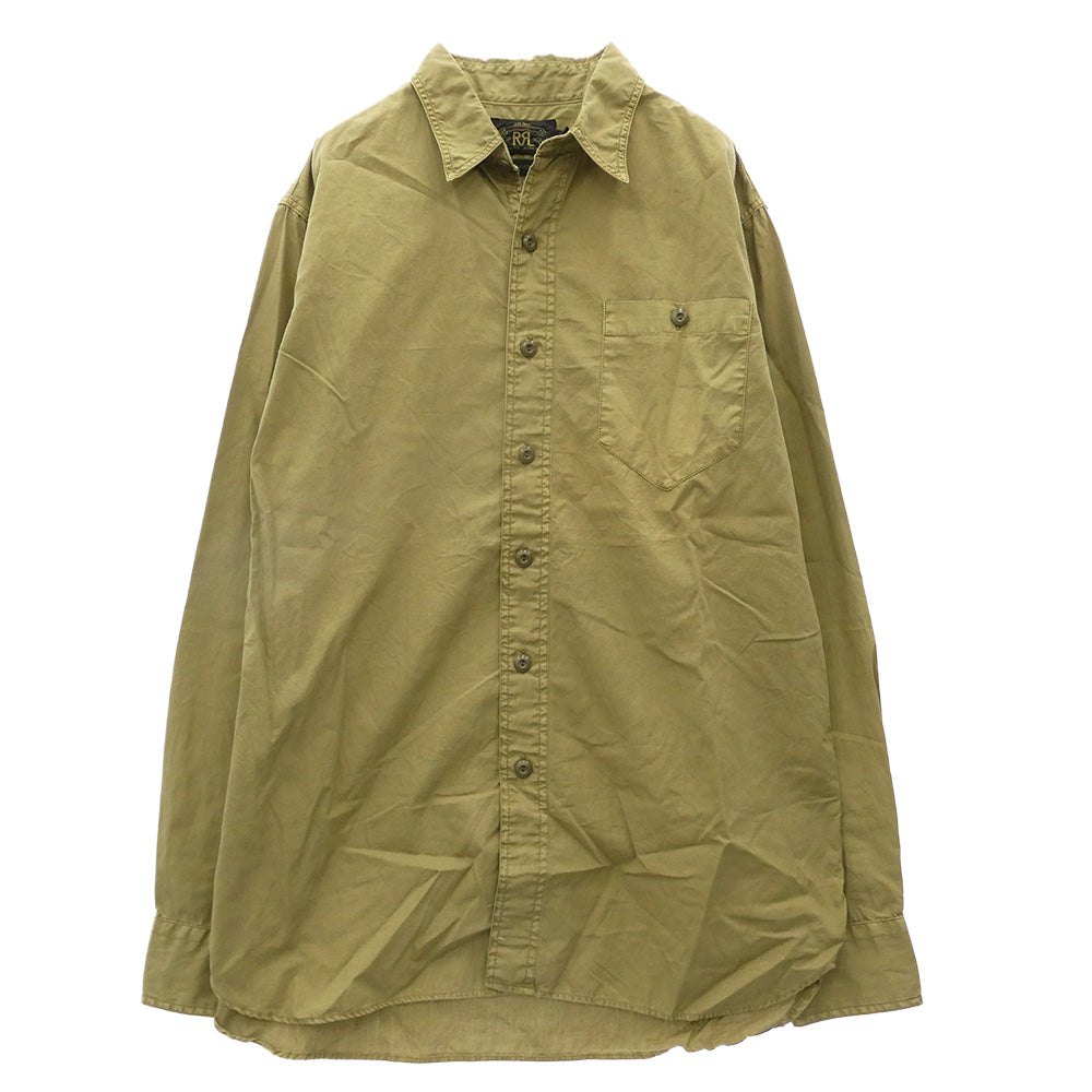 RRL ダブルアールエル USED加工 レギュラーカラー 長袖 シャツ カーキ系 M【中古】