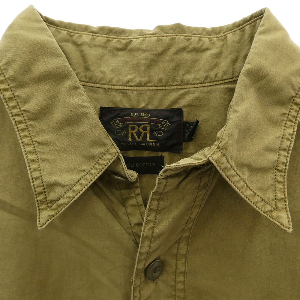 RRL ダブルアールエル USED加工 レギュラーカラー 長袖 シャツ カーキ系 M【中古】