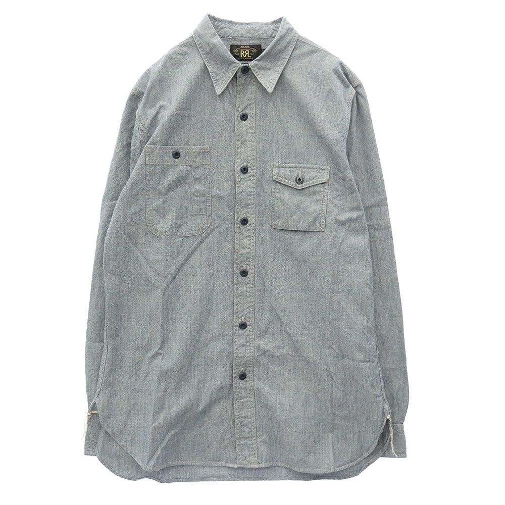 RRL ダブルアールエル シャンブレー レギュラーカラー 長袖 ワークシャツ ライトブルー系 M【中古】