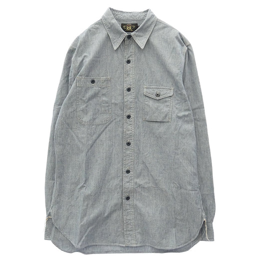 RRL ダブルアールエル シャンブレー レギュラーカラー 長袖 ワークシャツ ライトブルー系 M【中古】
