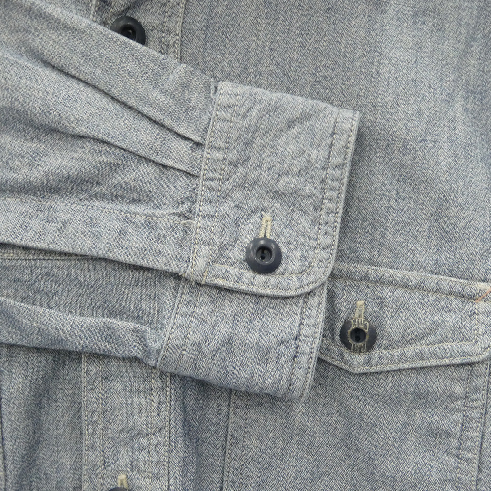 RRL ダブルアールエル シャンブレー レギュラーカラー 長袖 ワークシャツ ライトブルー系 M【中古】