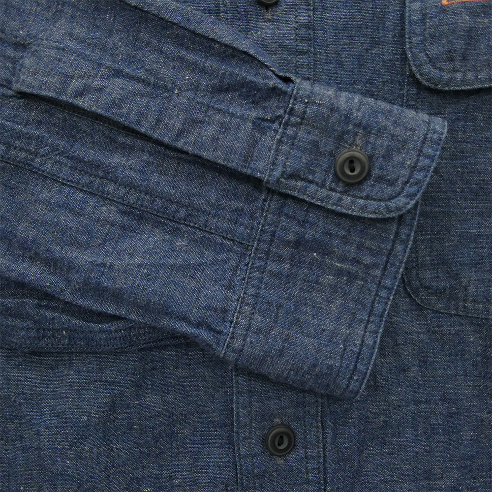 RRL ダブルアールエル コットンリネン インディゴ シャンブレー レギュラーカラー 長袖 ワークシャツ インディゴブルー系 M【中古】