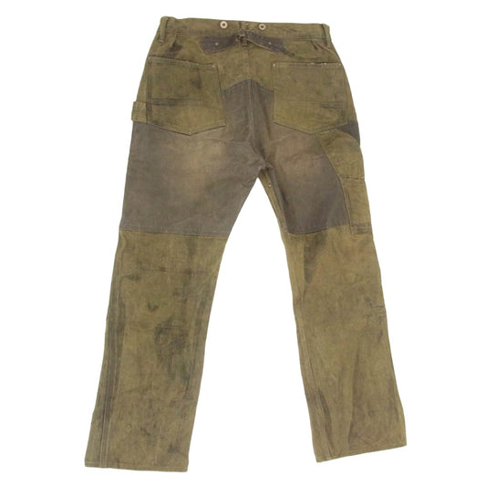 RRL ダブルアールエル USA製 DOUBLE KNEE DUCK PANTS ダメージ加工 ダブルニー ダック ボタンフライ ワークパンツ カーキ系 32【美品】【中古】