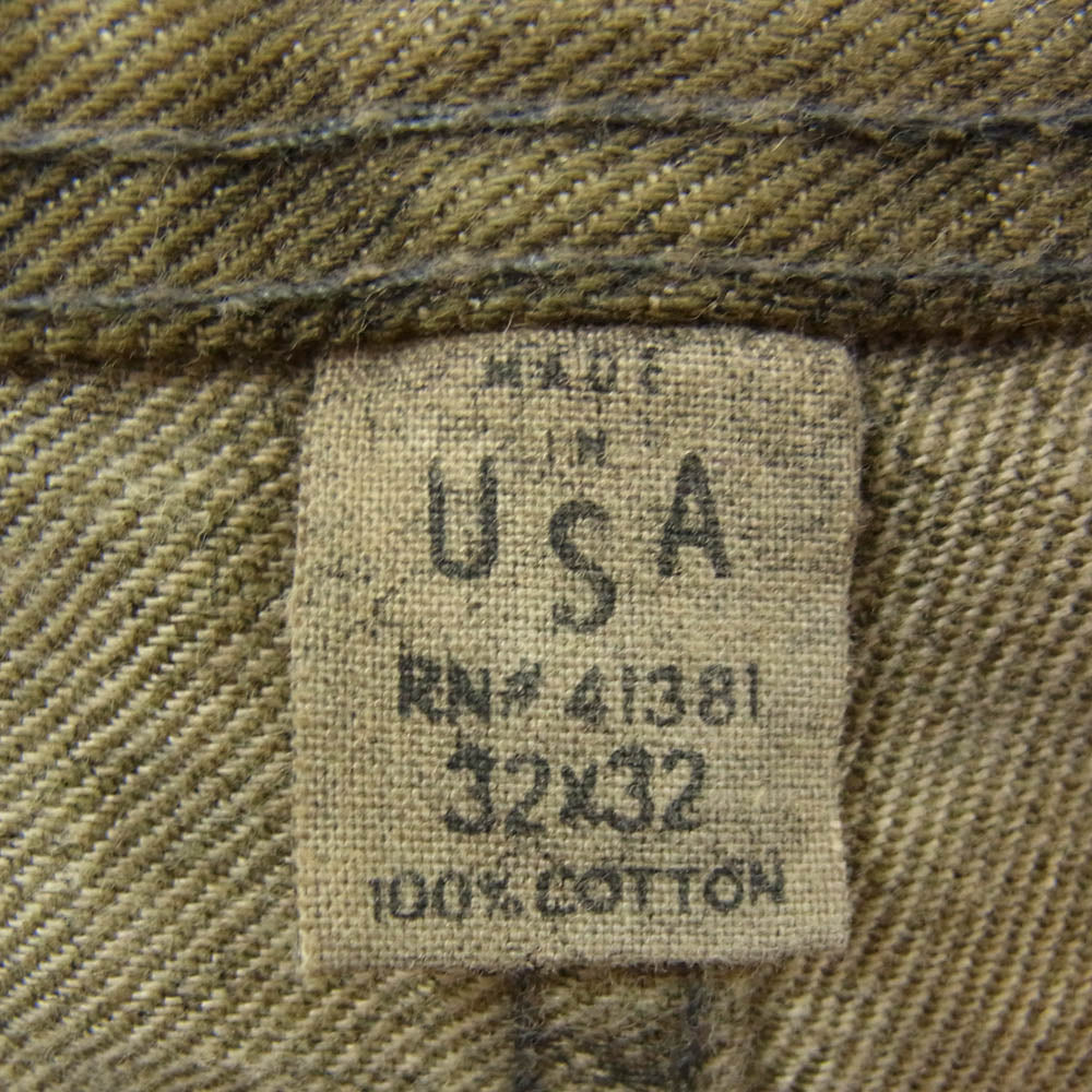 RRL ダブルアールエル USA製 DOUBLE KNEE DUCK PANTS ダメージ加工 ダブルニー ダック ボタンフライ ワークパンツ カーキ系 32【美品】【中古】
