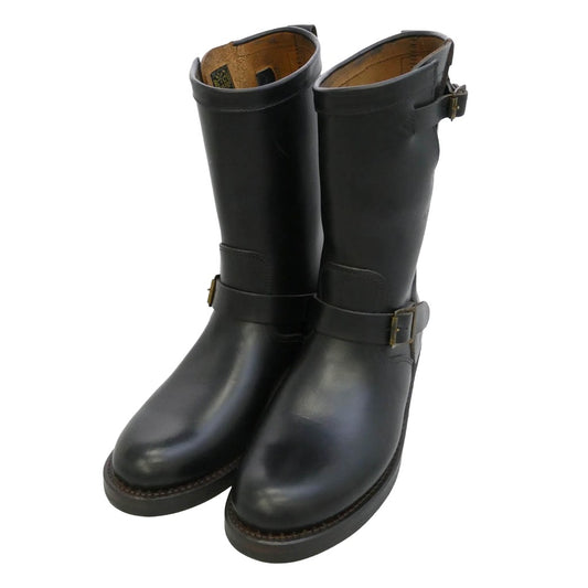 RRL ダブルアールエル USA製 ENGINEER BOOTS ジュリアンメイド VIBRAM ビブラムソール CATS PAW キャッツポウヒール 茶芯 レザー エンジニアブーツ ブラック系 US10【美品】【中古】
