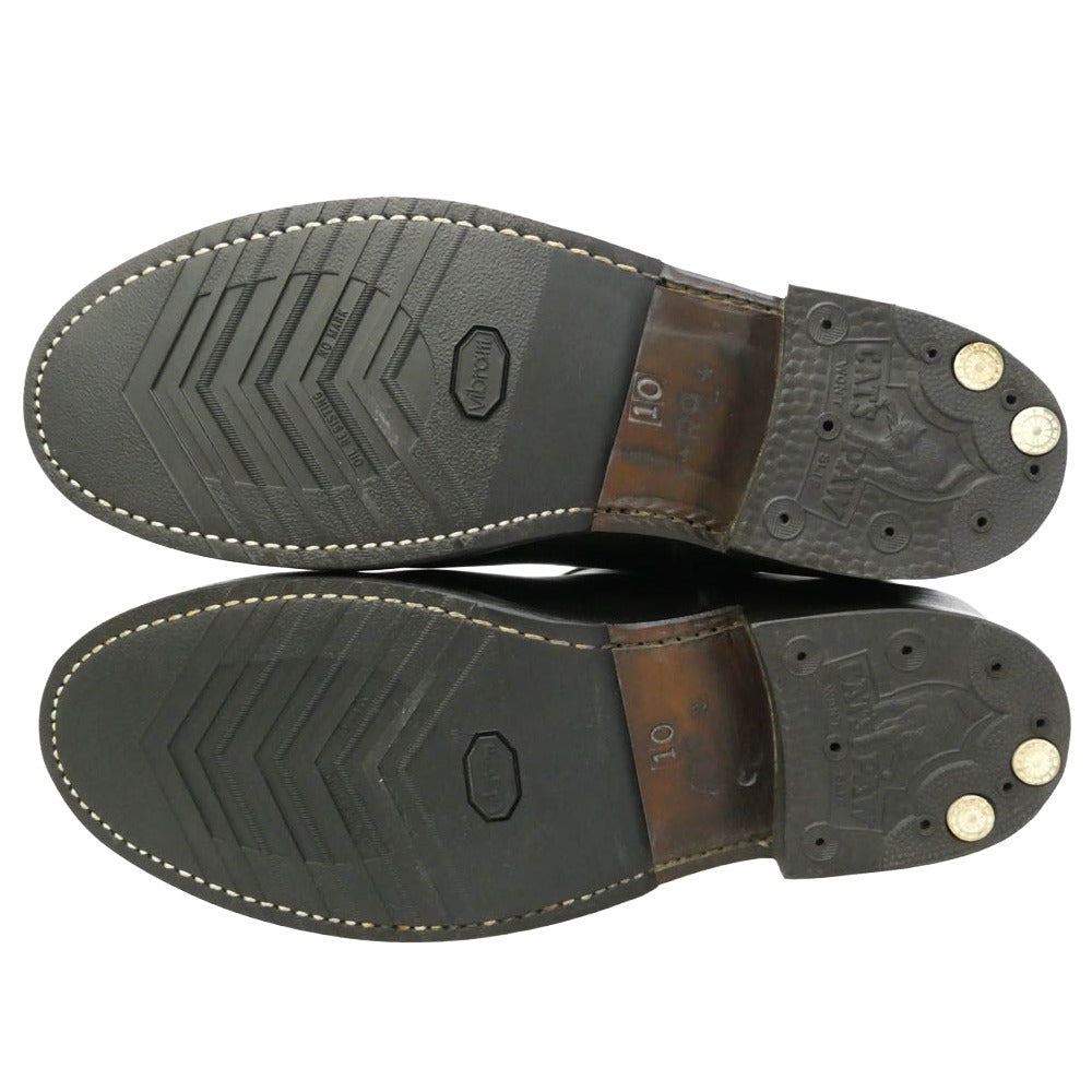 RRL ダブルアールエル USA製 ENGINEER BOOTS ジュリアンメイド VIBRAM ビブラムソール CATS PAW キャッツポウヒール 茶芯 レザー エンジニアブーツ ブラック系 US10【美品】【中古】