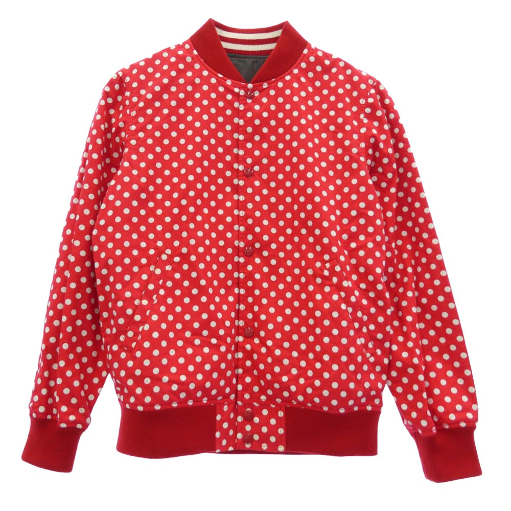 Supreme シュプリーム COMME des GARCONS コムデギャルソン 14SS COMME des GARCONS SHIRT コムデギャルソンシャツ Reversible Varsity Baseball Jacket リバーシブル バーシティ ベースボール ジャケット ドットブルソン レッド系 ホワイト系 S【中古】