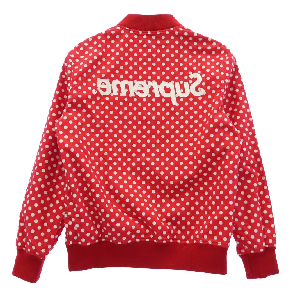 Supreme シュプリーム COMME des GARCONS コムデギャルソン 14SS COMME des GARCONS SHIRT コムデギャルソンシャツ Reversible Varsity Baseball Jacket リバーシブル バーシティ ベースボール ジャケット ドットブルソン レッド系 ホワイト系 S【中古】