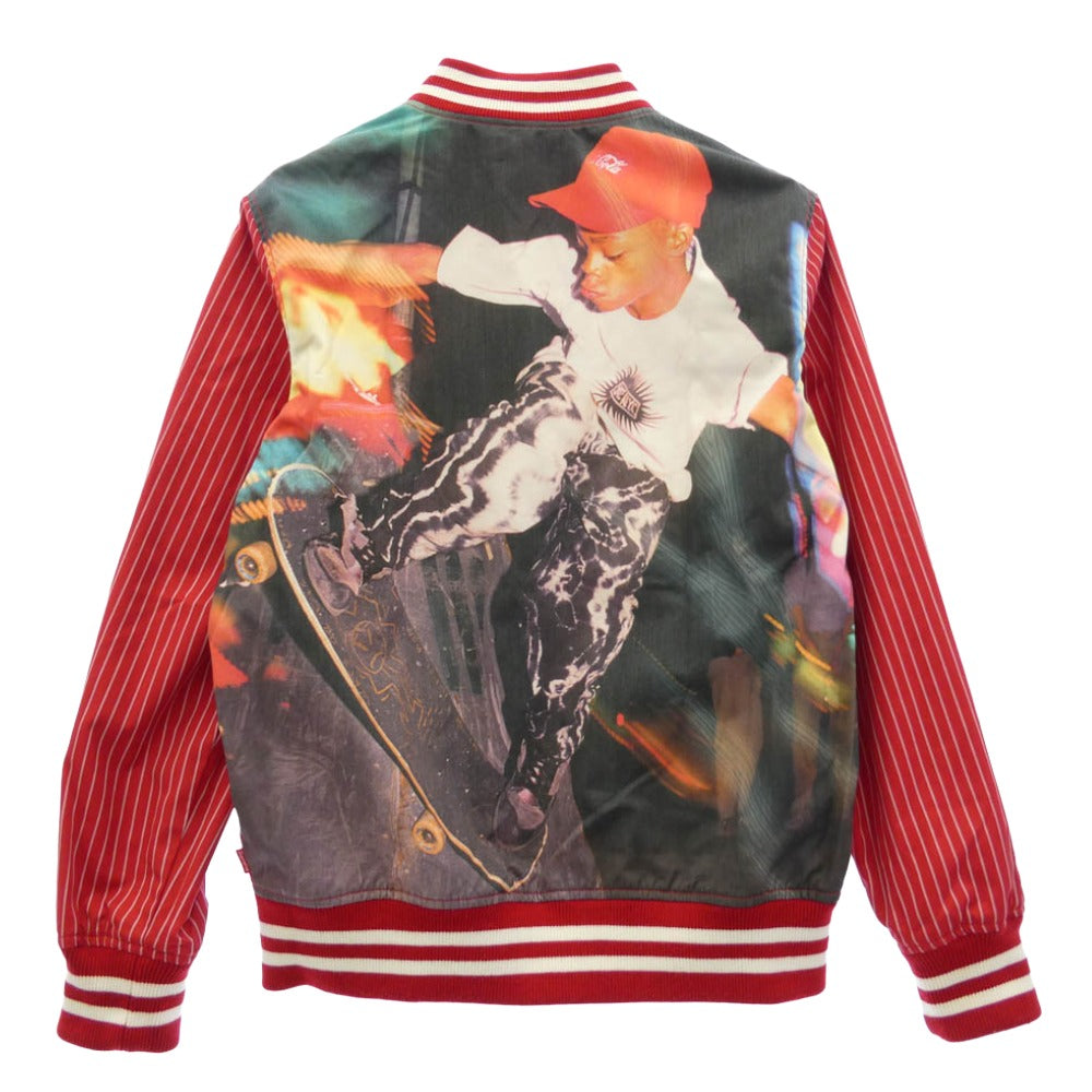 Supreme シュプリーム COMME des GARCONS コムデギャルソン 14SS COMME des GARCONS SHIRT コムデギャルソンシャツ Reversible Varsity Baseball Jacket リバーシブル バーシティ ベースボール ジャケット ドットブルソン レッド系 ホワイト系 S【中古】