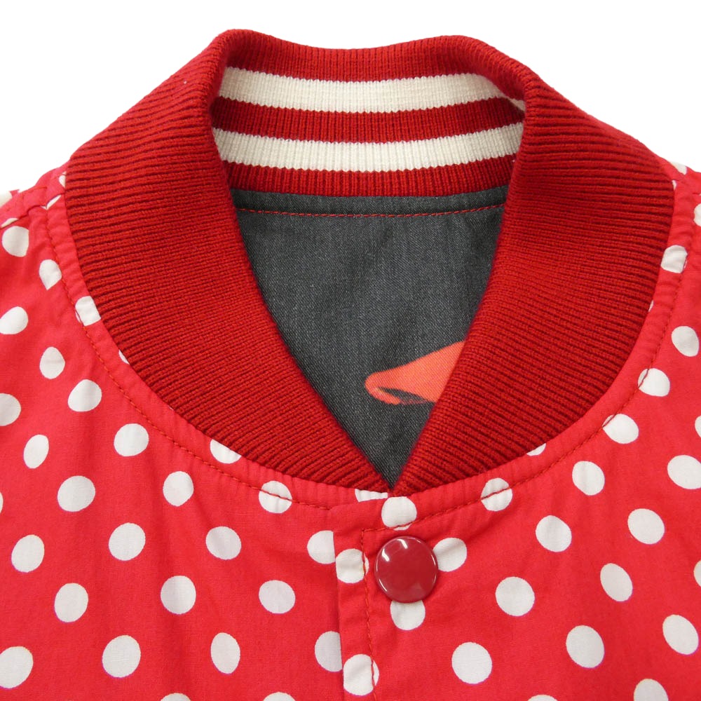 Supreme シュプリーム COMME des GARCONS コムデギャルソン 14SS COMME des GARCONS SHIRT コムデギャルソンシャツ Reversible Varsity Baseball Jacket リバーシブル バーシティ ベースボール ジャケット ドットブルソン レッド系 ホワイト系 S【中古】