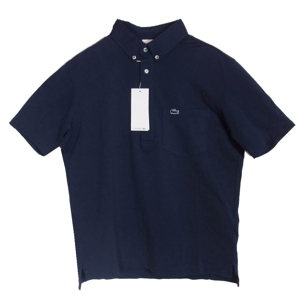 LACOSTE ラコステ PH063LJ-99 Polo Shirt ボタンダウン ピケ 鹿の子 ポロシャツ ネイビー系 3【中古】