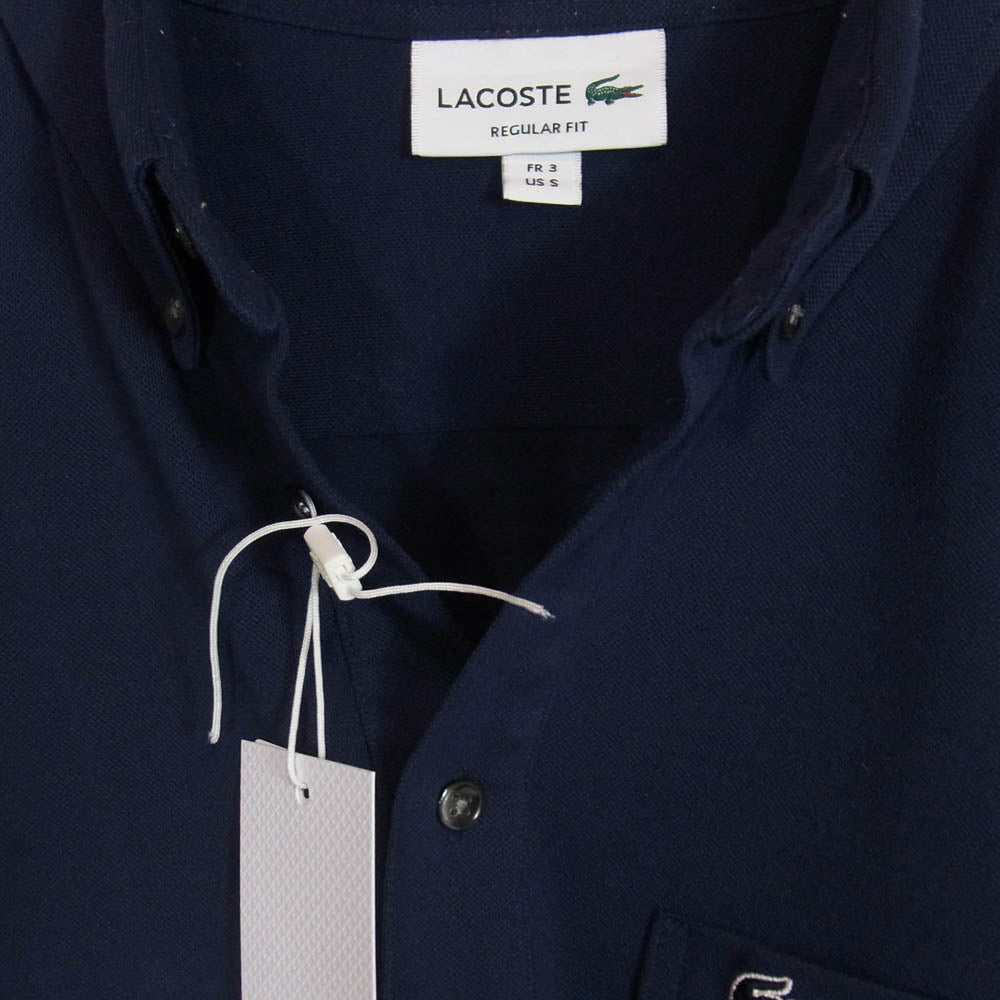 LACOSTE ラコステ PH063LJ-99 Polo Shirt ボタンダウン ピケ 鹿の子 ポロシャツ ネイビー系 3【中古】