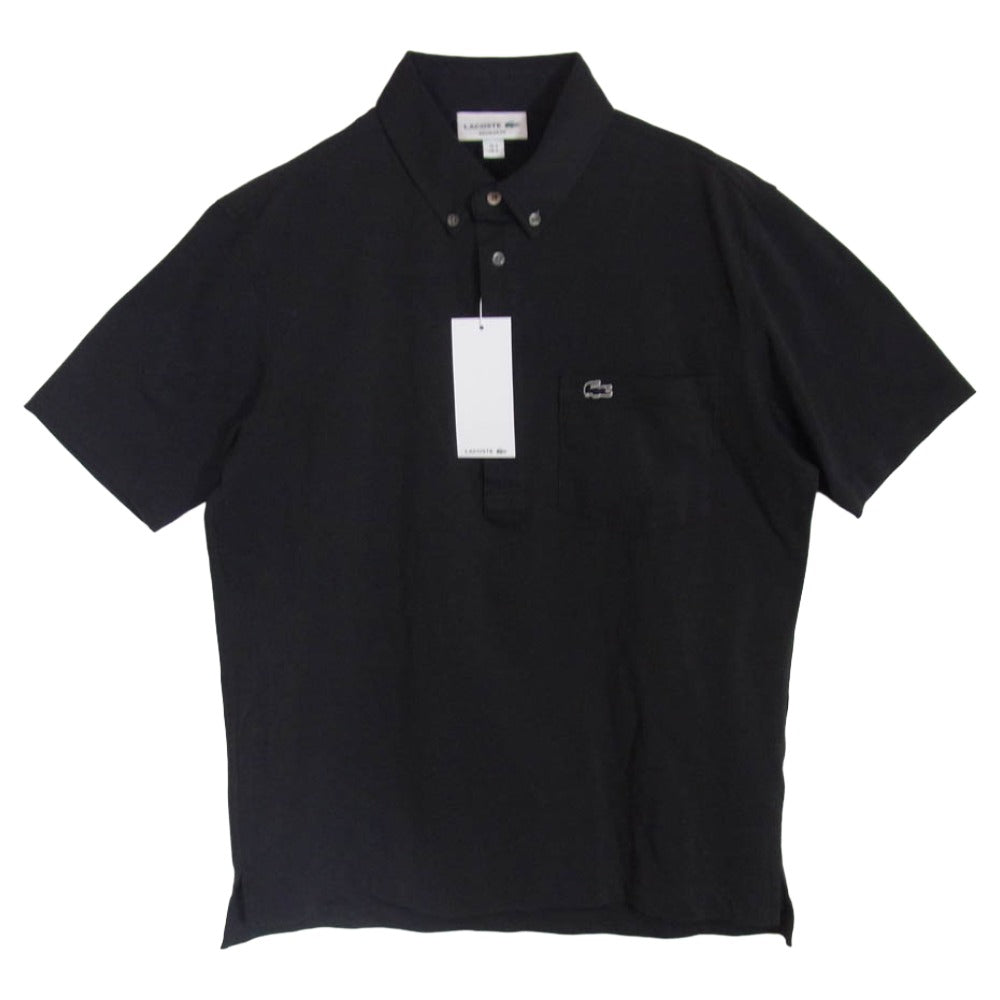 LACOSTE ラコステ PH063LJ-99 Polo Shirt ボタンダウン ピケ 鹿の子 ポロシャツ ブラック ブラック系 3【中古】