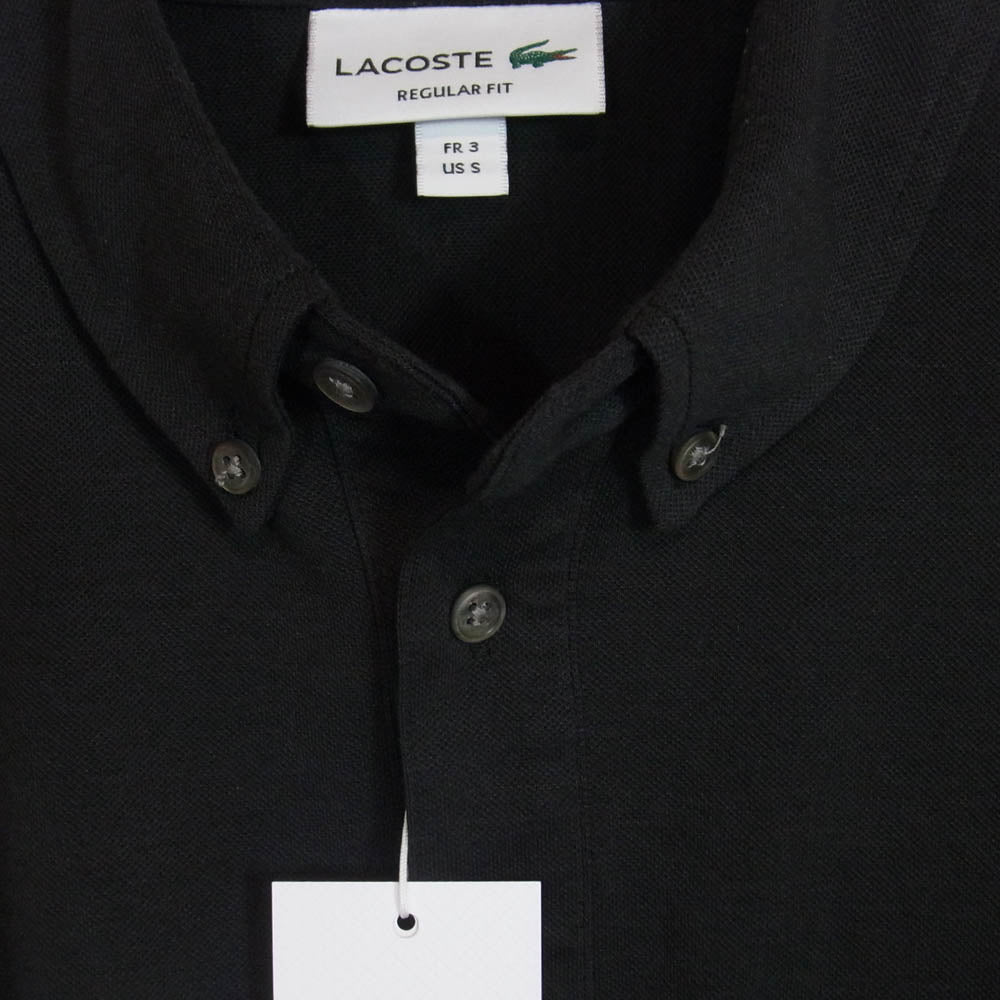 LACOSTE ラコステ PH063LJ-99 Polo Shirt ボタンダウン ピケ 鹿の子 ポロシャツ ブラック ブラック系 3【中古】