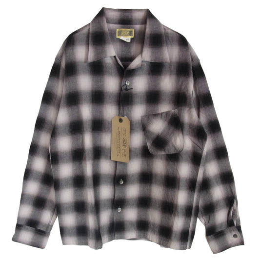ADDICT CLOTHES アディクトクローズ ACV-SH02CLROM ACVM エーシーブイエム OMBRE CHECK SLANT POCKET OPEN COLLAR SHIRT オンブレチェック スラントポケット オープンカラーシャツ ブラック系 38【中古】