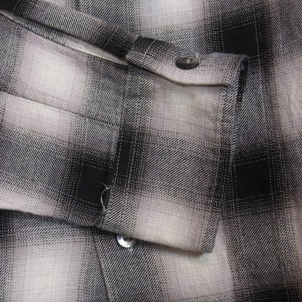 ADDICT CLOTHES アディクトクローズ ACV-SH02CLROM ACVM エーシーブイエム OMBRE CHECK SLANT POCKET OPEN COLLAR SHIRT オンブレチェック スラントポケット オープンカラーシャツ ブラック系 38【中古】