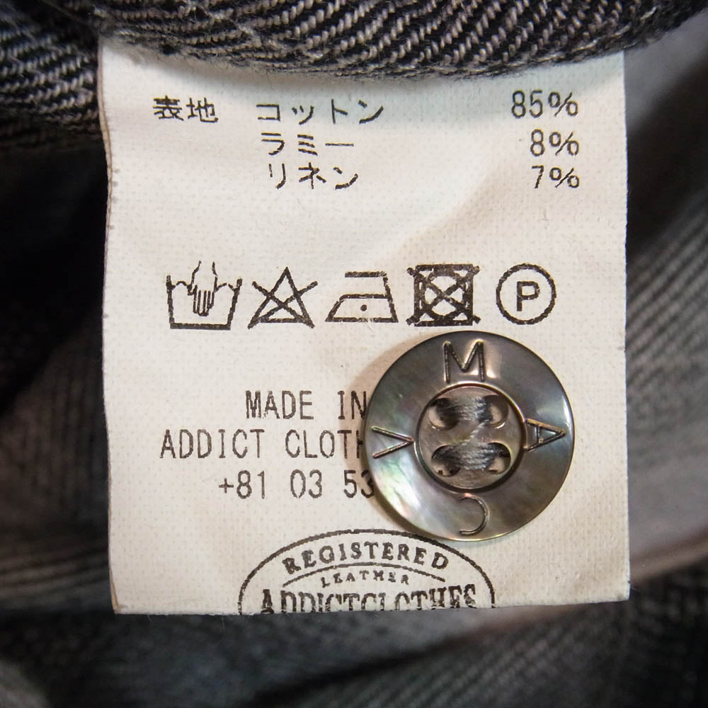 ADDICT CLOTHES アディクトクローズ ACV-SH02CLROM ACVM エーシーブイエム OMBRE CHECK SLANT POCKET OPEN COLLAR SHIRT オンブレチェック スラントポケット オープンカラーシャツ ブラック系 38【中古】
