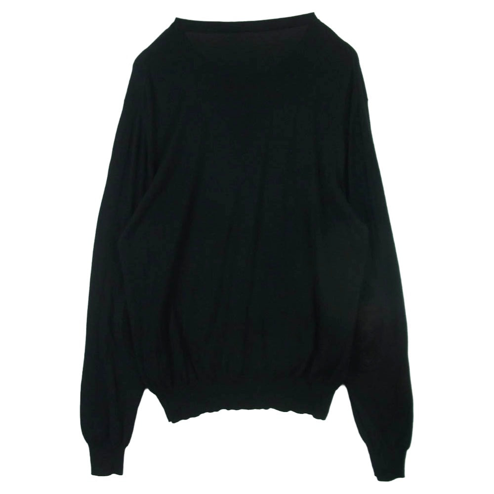 MAISON MARGIELA メゾンマルジェラ 19SS S50HA0845 コットン ウール プルオーバー ニット スエード レザー エルボーパッチ ブラック系 XL【中古】
