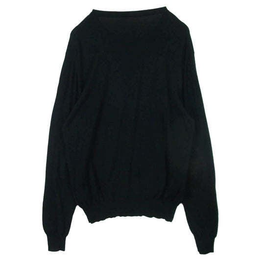 MAISON MARGIELA メゾンマルジェラ 19SS S50HA0845 コットン ウール プルオーバー ニット スエード レザー エルボーパッチ ブラック系 XL【中古】