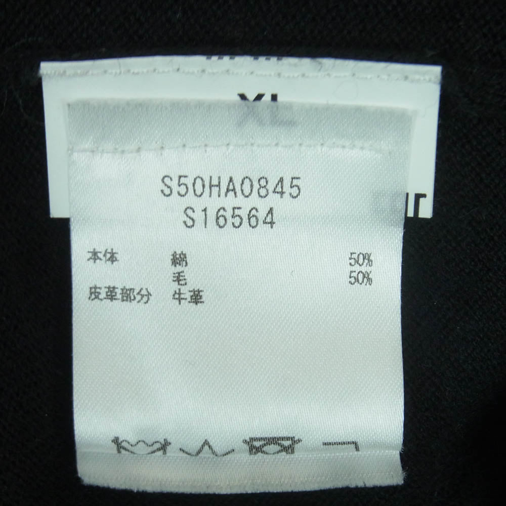MAISON MARGIELA メゾンマルジェラ 19SS S50HA0845 コットン ウール プルオーバー ニット スエード レザー エルボーパッチ ブラック系 XL【中古】