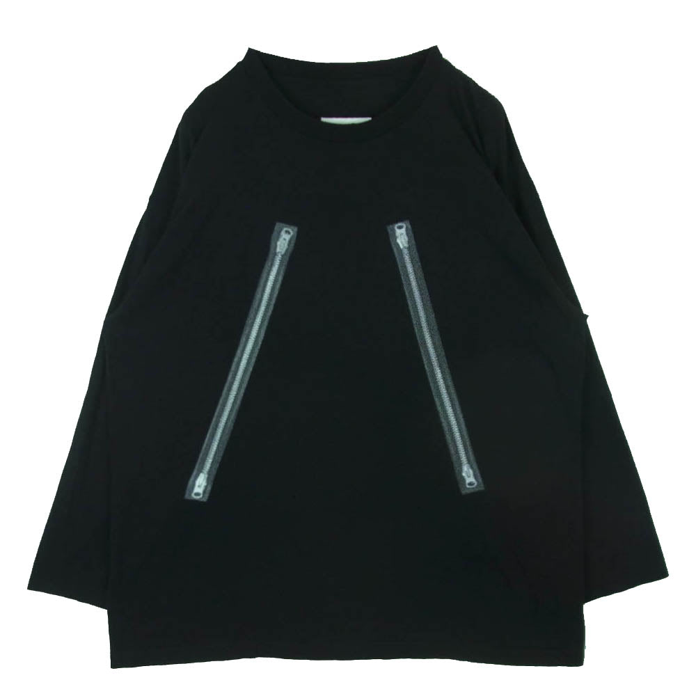 MAISON MARGIELA メゾンマルジェラ 24SS SH0GC0009 MM6 エムエムシックス 八の字 ジップ プリント 長袖 カットソー ブラック系 XL【中古】