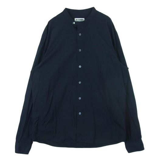 JIL SANDER ジルサンダー 18SS JSUO742326 バンドカラー コットン シャツ メタル スナップ 長袖 ネイビー系 41 / 16【中古】