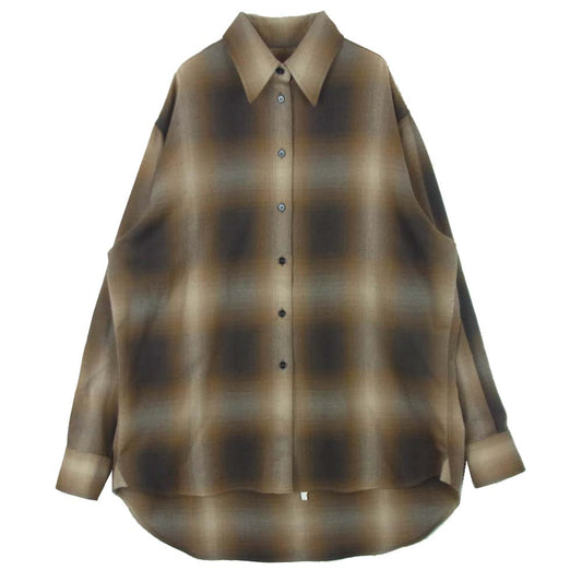 MAISON MARGIELA メゾンマルジェラ 22AW S52DL01095 MM6 エムエムシックス チェック シャツ 変形 オンブレ 長袖 ブラウン系 36【中古】
