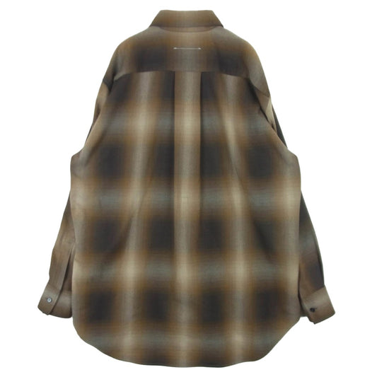 MAISON MARGIELA メゾンマルジェラ 22AW S52DL01095 MM6 エムエムシックス チェック シャツ 変形 オンブレ 長袖 ブラウン系 36【中古】