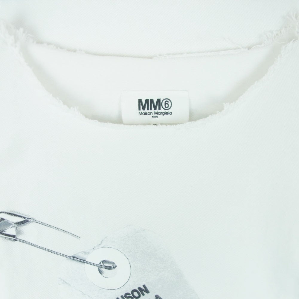 MAISON MARGIELA メゾンマルジェラ 17SS S32NC0476 MM6 エムエムシックス オーバーサイズ カットオフ 半袖 Tシャツ ARCHIVE ホワイト系 40【中古】