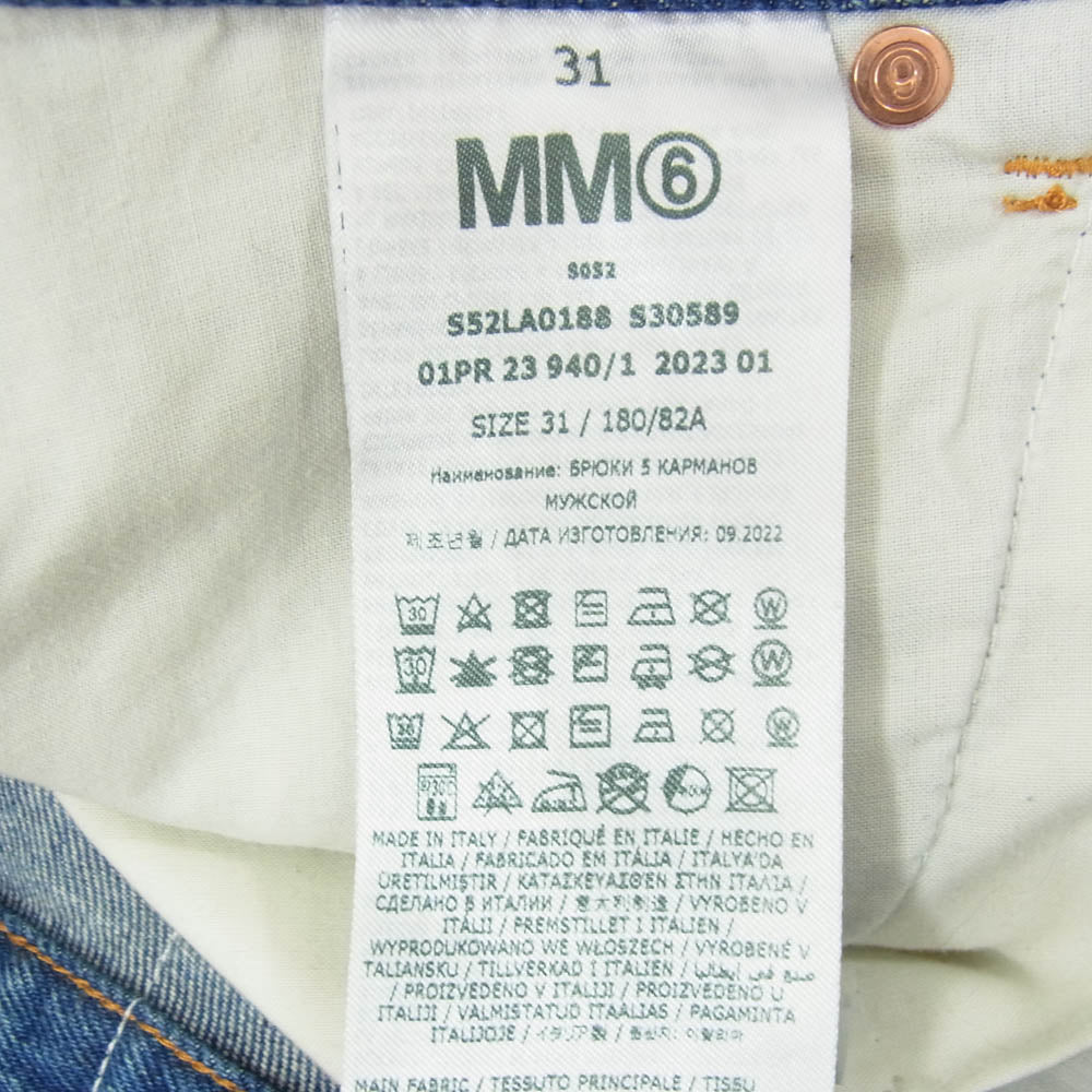 MAISON MARGIELA メゾンマルジェラ 23SS S52LA0188 MM6 エムエムシックス Regular Fit 5 Pocket Jean ５ポケット デニム パンツ 切り替え インディゴブルー系 31【中古】