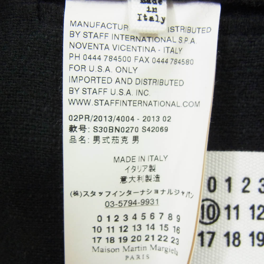 MAISON MARTIN MARGIELA メゾンマルタンマルジェラ 13AW S30BN0270 四つタグ 10ライン テーラードジャケット ブレザー ブラック系 48【中古】