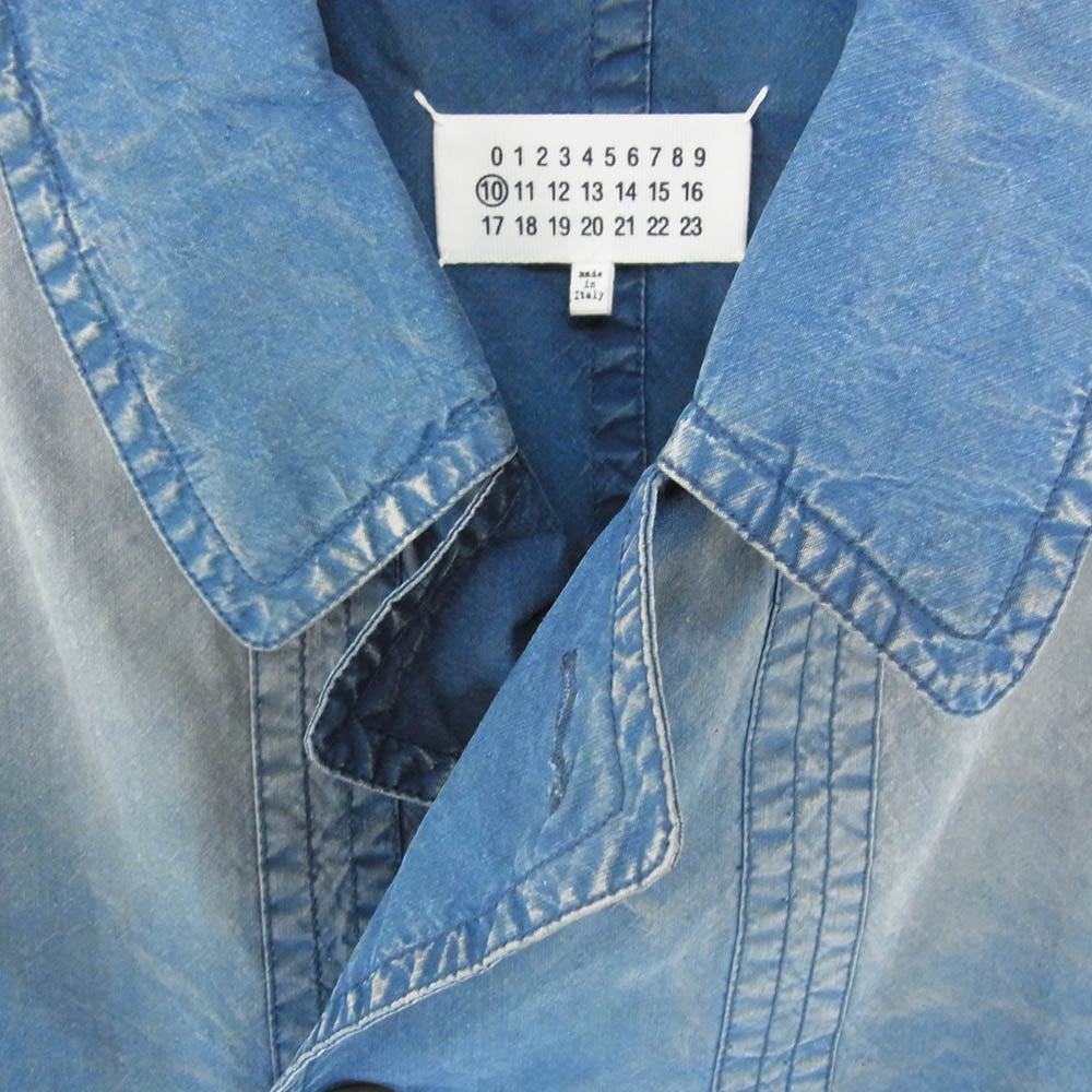 MAISON MARGIELA メゾンマルジェラ 17SS S30AM0365 四つタグ 10ライン ウォッシュ加工 ステンカラーコート インディゴブルー系 48【中古】