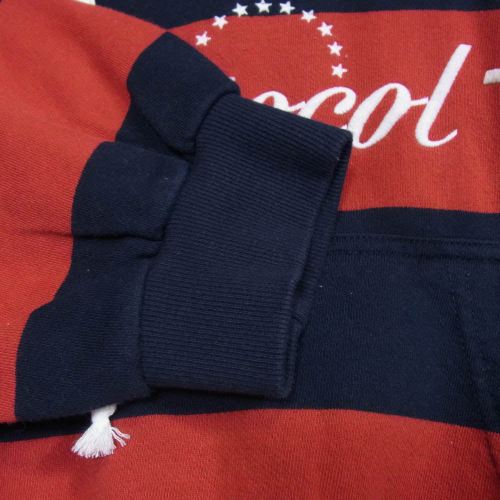 プロトコル インデックス STRIPE POLO HOODIE ストライプ ポロ フーディー パーカー レッド系 ネイビー系 1【中古】
