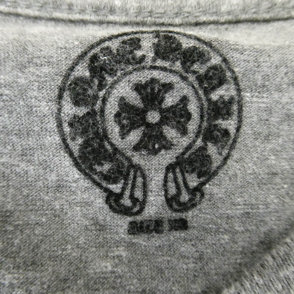 CHROME HEARTS クロムハーツ（原本無） Horseshoe Back S/S TEE ホースシュー フローラルクロス バックプリント メランジ Vネック 半袖Tシャツ カットソー グレー系 XS【中古】