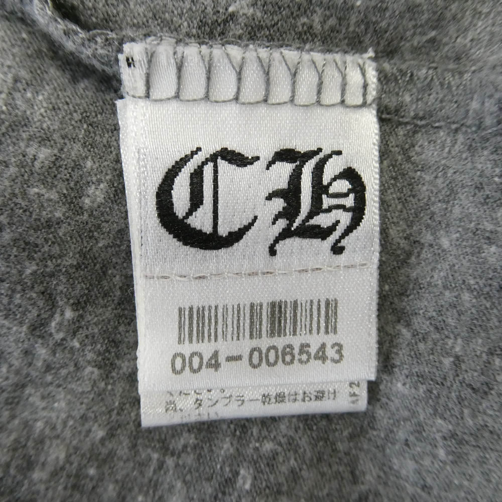 CHROME HEARTS クロムハーツ（原本無） Horseshoe Back S/S TEE ホースシュー フローラルクロス バックプリント メランジ Vネック 半袖Tシャツ カットソー グレー系 XS【中古】