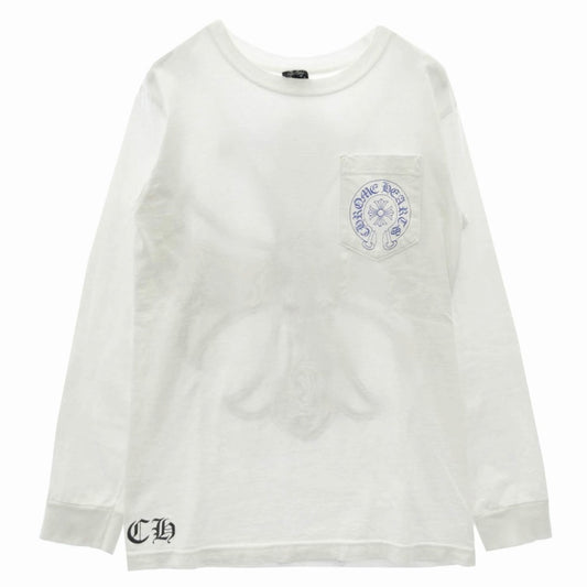 CHROME HEARTS クロムハーツ（原本無） Old Vine CH Plus Longsleeves オールド ヴァインCHプラスバックプリント ホースシューポケット付き 長袖 Tシャツ ブラック ホワイト系 S【中古】