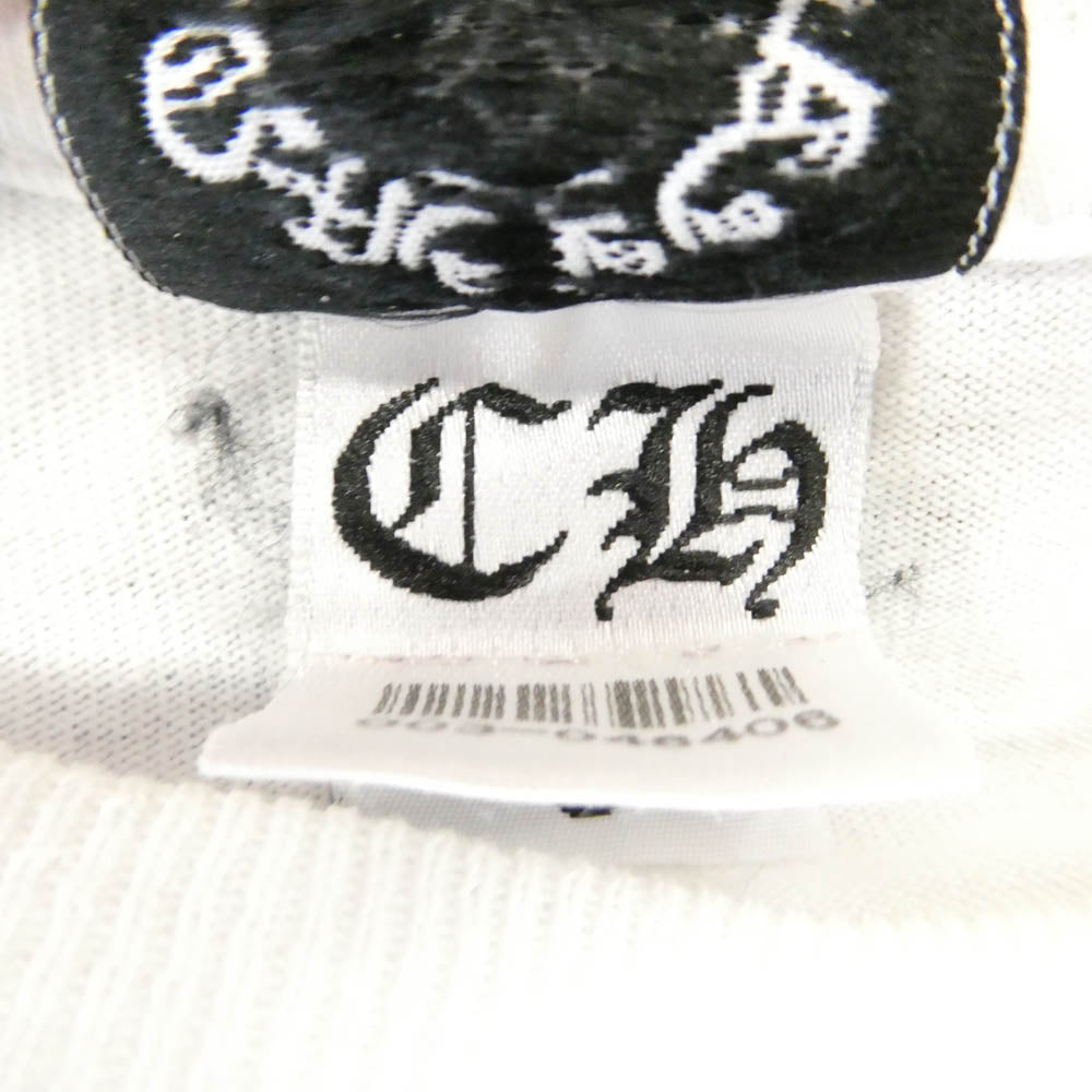 CHROME HEARTS クロムハーツ（原本無） Old Vine CH Plus Longsleeves オールド ヴァインCHプラスバックプリント ホースシューポケット付き 長袖 Tシャツ ブラック ホワイト系 S【中古】