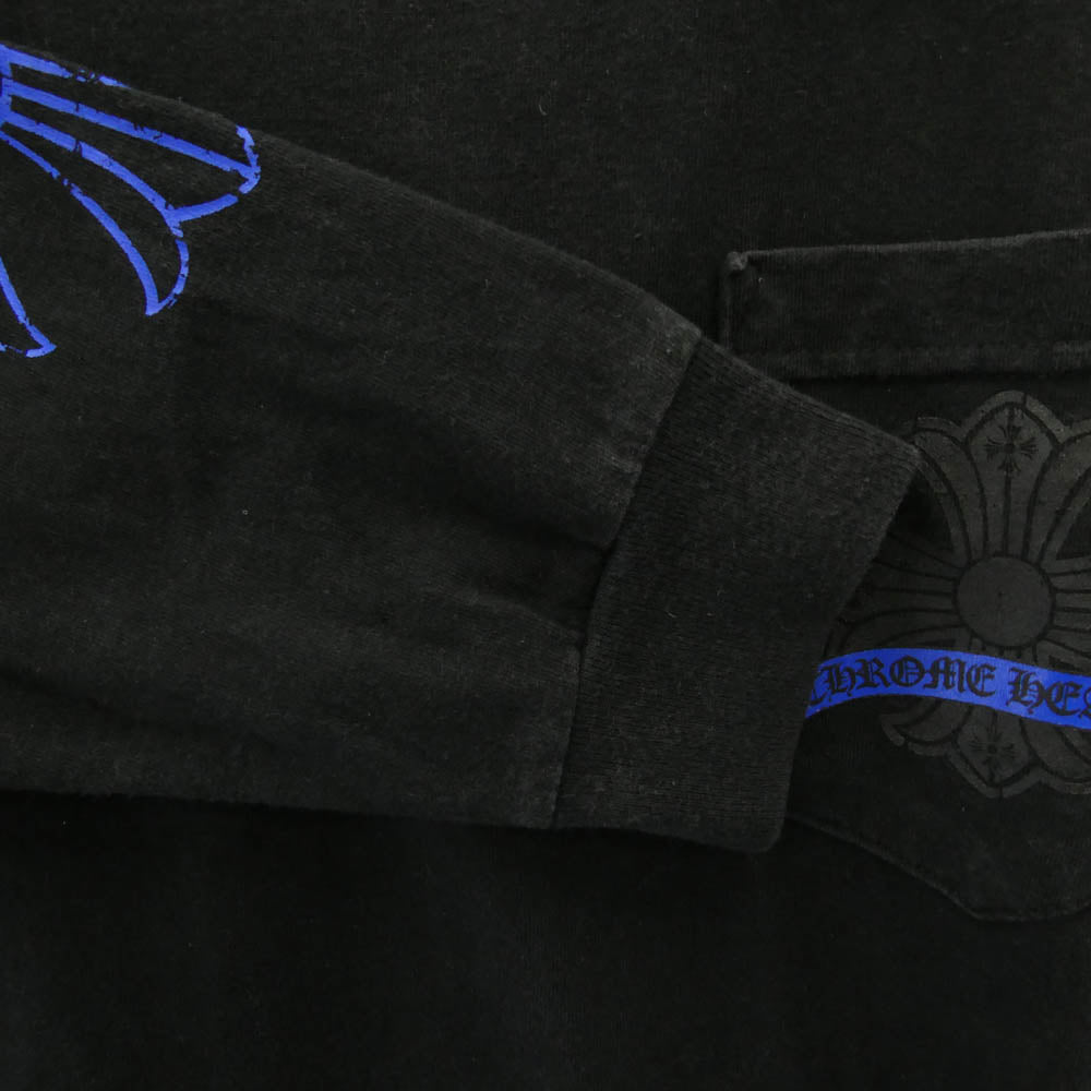 CHROME HEARTS クロムハーツ（原本無） CHプラス ホースシュー バックプリント 袖プリント ポケット付き 長袖 Tシャツ ブラック ブラック系 M【中古】